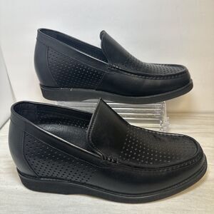 Calto T9350 3" Height Increasing Leather Loafers Elevator Shoes Black Sz 8